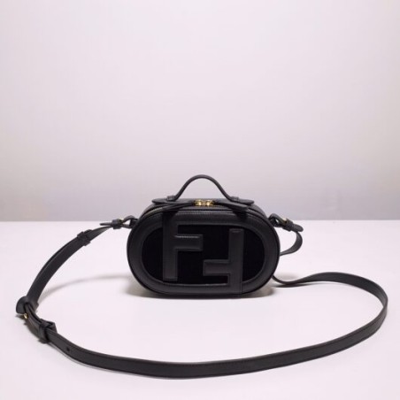 affordable luxury brand fendi O’Lock Mini Camera Case Black leather mini bag