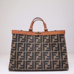 affordable luxury brand fendi Peekaboo X-Tote Medium Bag dark green and brown leather