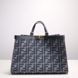 affordable luxury brand fendi X-Tote Grey houndstooth wool shopper with FF embroidery