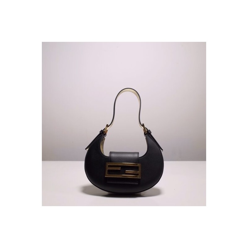 affordable luxury fendi Mini Cookie Black satin mini bag