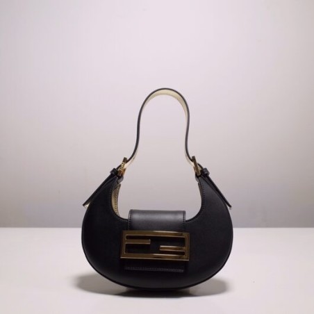 affordable luxury fendi Mini Cookie Black satin mini bag