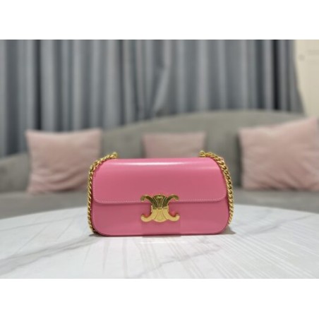 Affordable luxury SHOULDER BAG TRIOMPHE IN SHINY CALFSKIN RRACOTTA pink