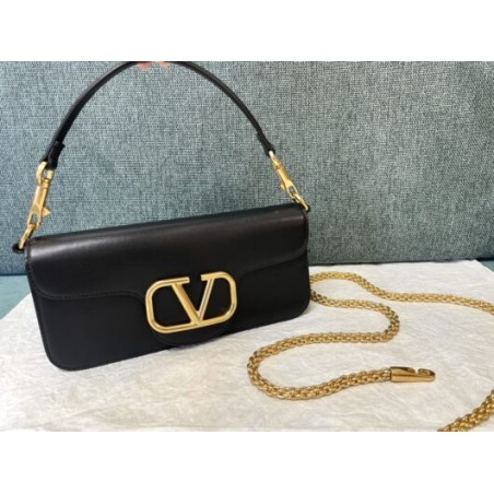 Affordable luxury Valentino LOCÒ CALFSKIN SHOULDER BAG black