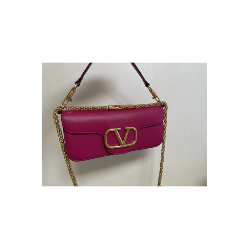 Affordable luxury Valentino LOCÒ CALFSKIN SHOULDER BAG Purple