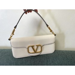 Affordable luxury Valentino LOCÒ CALFSKIN SHOULDER BAG white