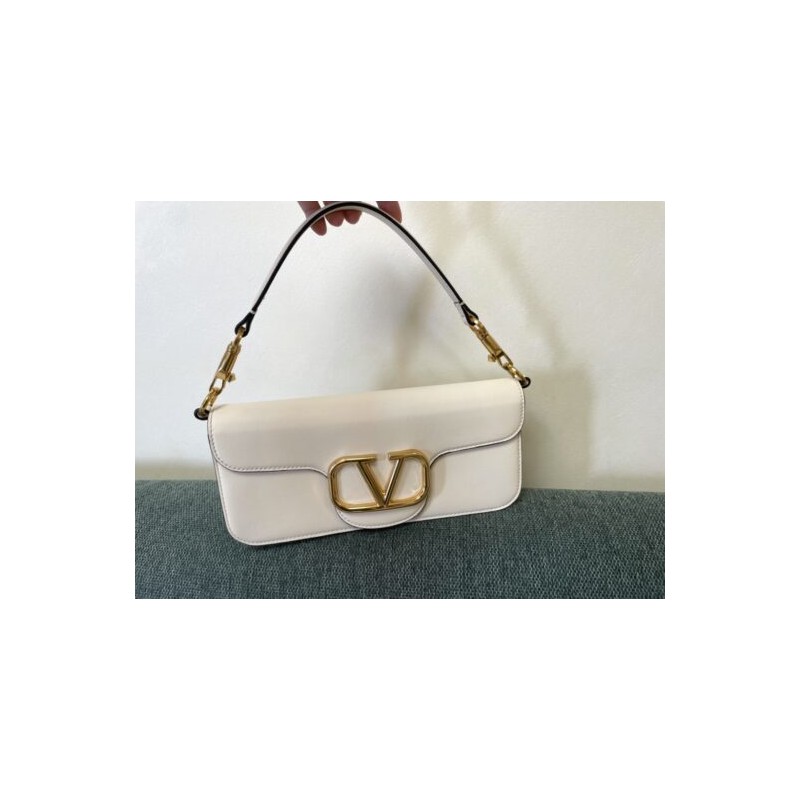 Affordable luxury Valentino LOCÒ CALFSKIN SHOULDER BAG white