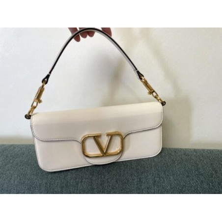 Affordable luxury Valentino LOCÒ CALFSKIN SHOULDER BAG white