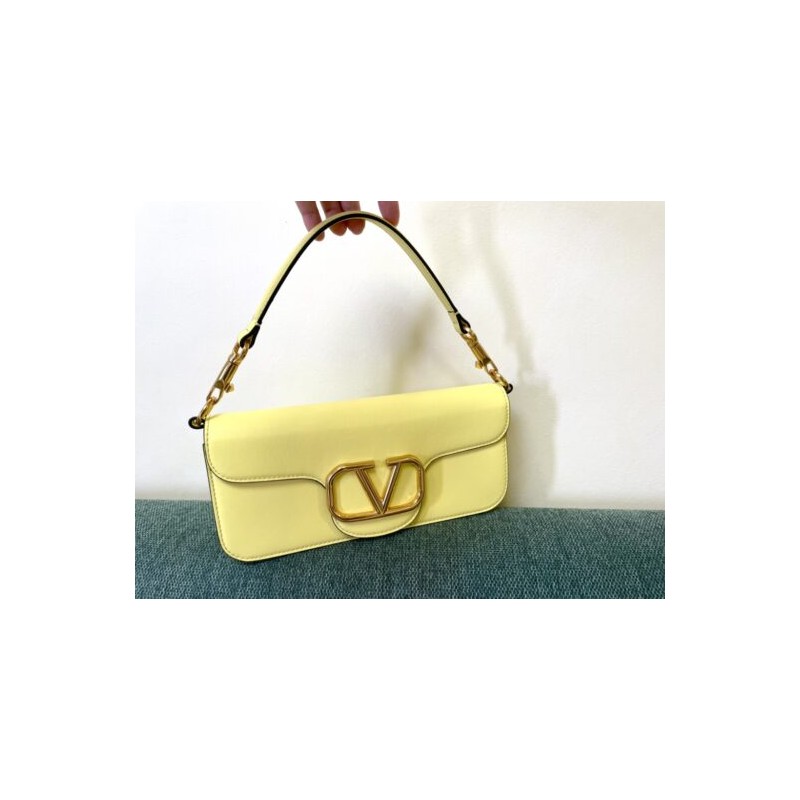 Affordable luxury Valentino LOCÒ CALFSKIN SHOULDER BAG yellow