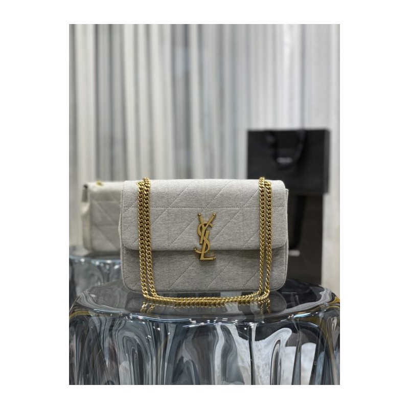 Affordable luxury YSl JAMIE MEDIUM CHAIN BAG ‘CARRÉ RIVE GAUCHE’ gray