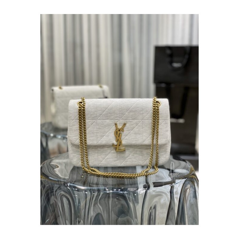 Affordable luxury YSl JAMIE MEDIUM CHAIN BAG ‘CARRÉ RIVE GAUCHE’ off white