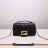 Baguette Chain Midi Black nappa leather bag