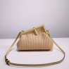 Fendi First Small Beige raffia macrame bag