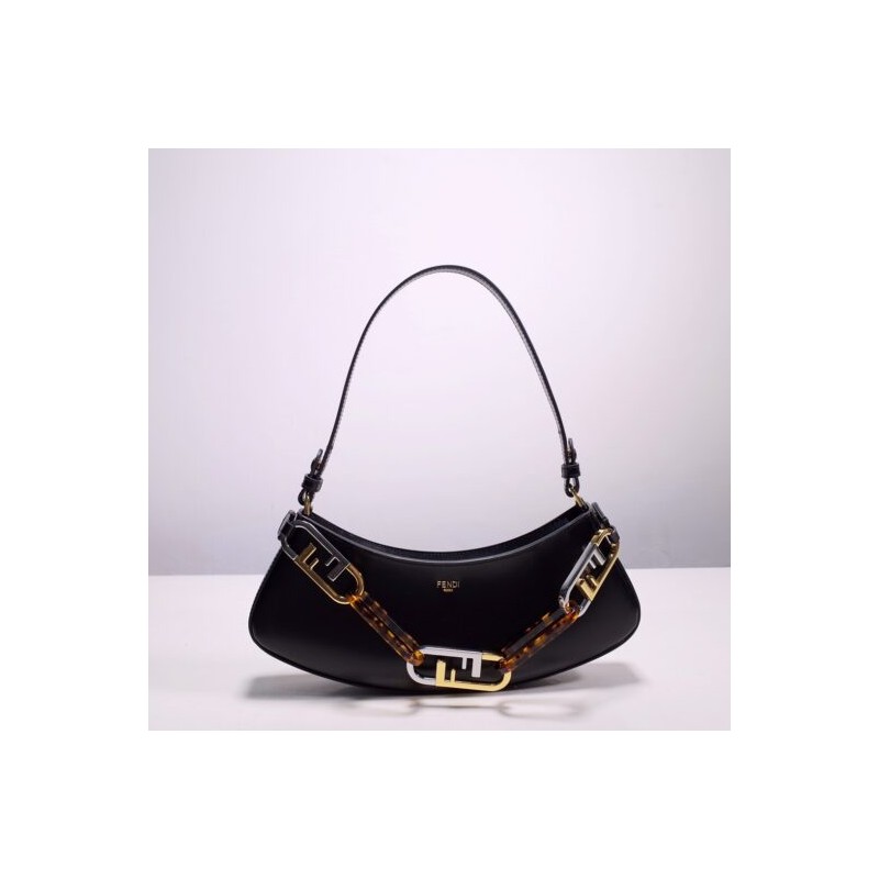 Fendi O’Lock Swing Black leather pouch