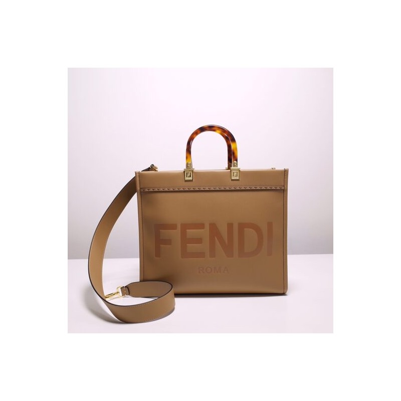 Fendi Sunshine Medium Beige leather shopper bag