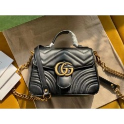 GG Marmont mini top handle bag black leather