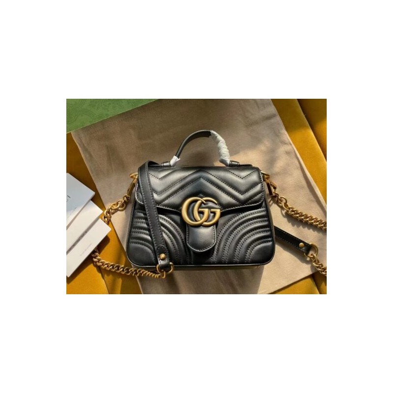 GG Marmont mini top handle bag black leather