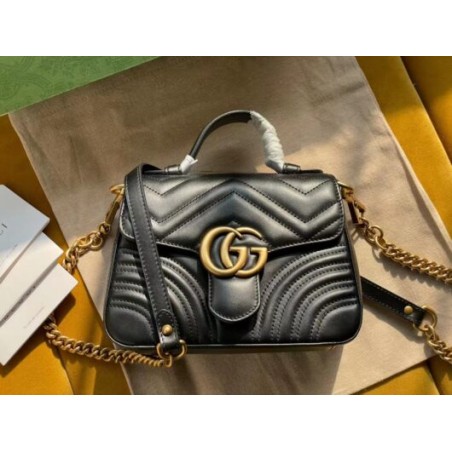 GG Marmont mini top handle bag black leather