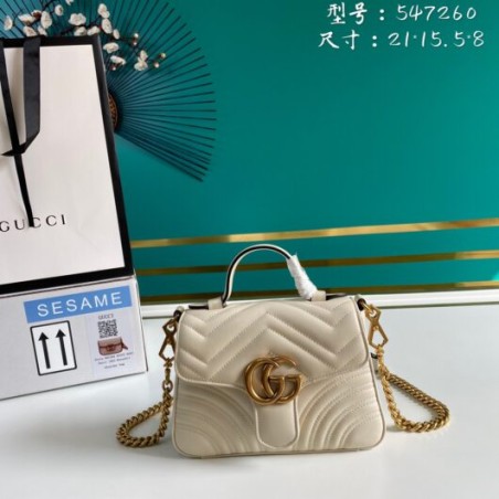 GG Marmont mini top handle bag white leather