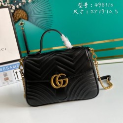 GG Marmont small top handle bag black leather