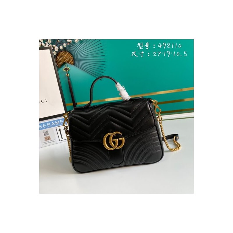 GG Marmont small top handle bag black leather