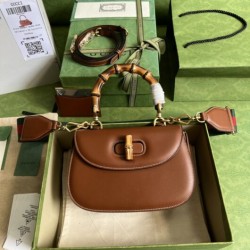 Gucci Bamboo 1947 small top handle bag brown