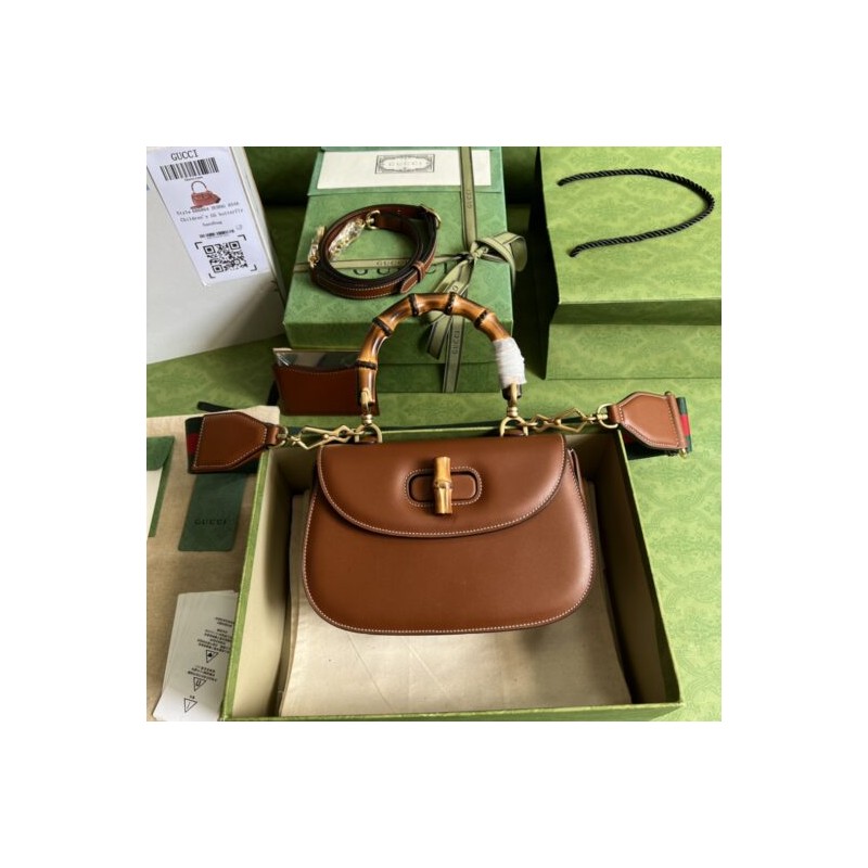 Gucci Bamboo 1947 small top handle bag brown