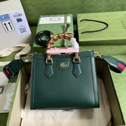Gucci Diana bamboo handle small tote bag green leather