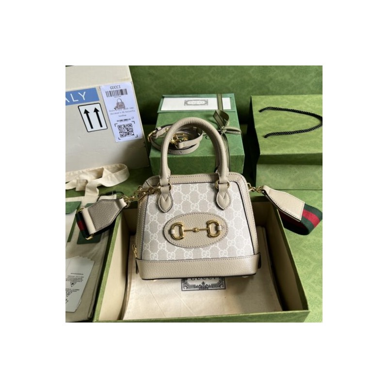 Gucci Horsebit 1955 GG mini bag Beige and white GG Supreme canvas