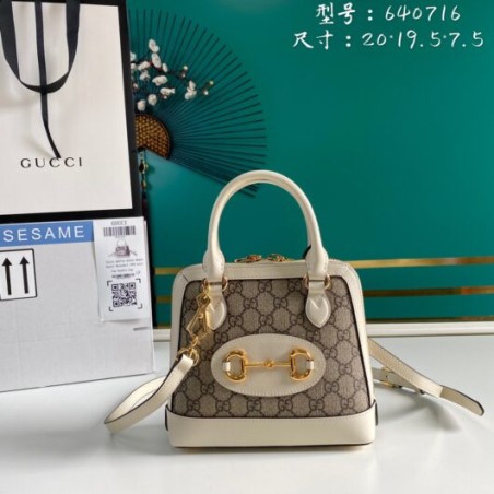 Gucci Horsebit 1955 mini top handle bag white leather