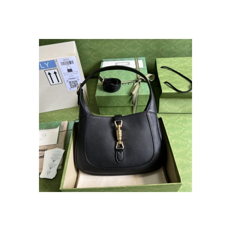 Jackie 1961 small natural black grain leather bag