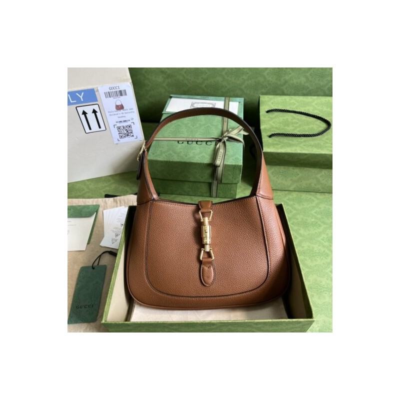 Jackie 1961 small natural brown grain leather bag