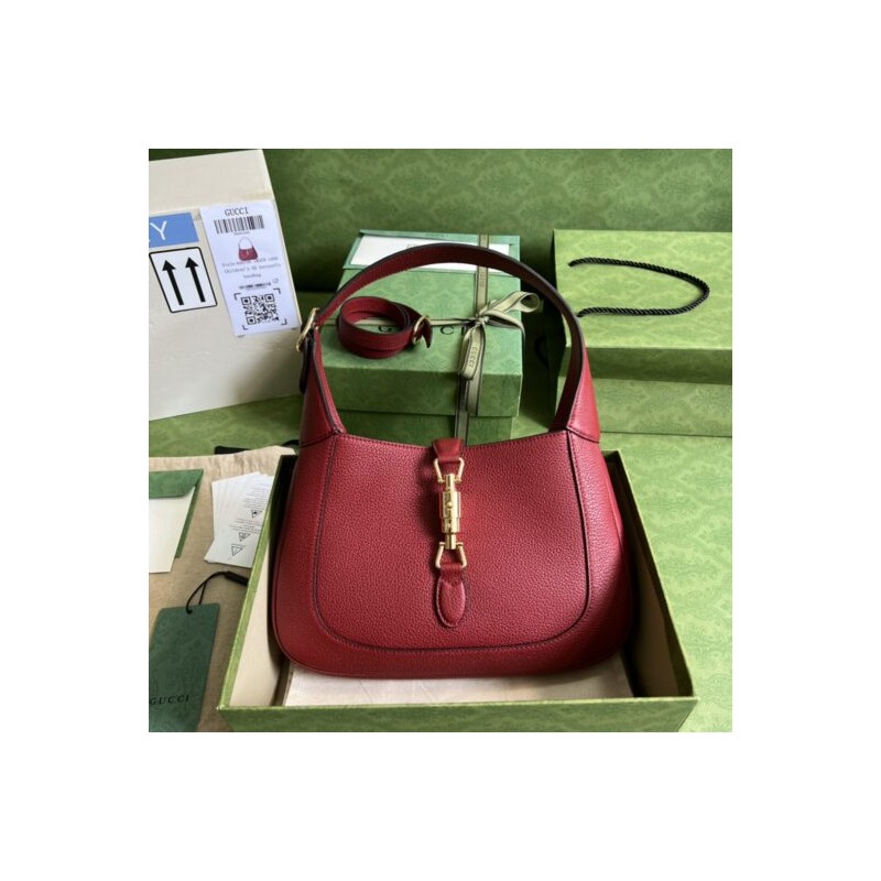 Jackie 1961 small natural red grain leather bag