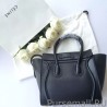 Designer Celine Mini Luggage Bag In Black Goatskin