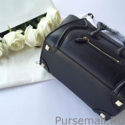 Designer Celine Mini Luggage Bag In Black Goatskin