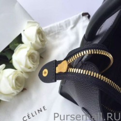 Designer Celine Mini Luggage Bag In Black Goatskin