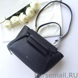 Replica Celine Mini Belt Tote Bag In Black Grained Leather