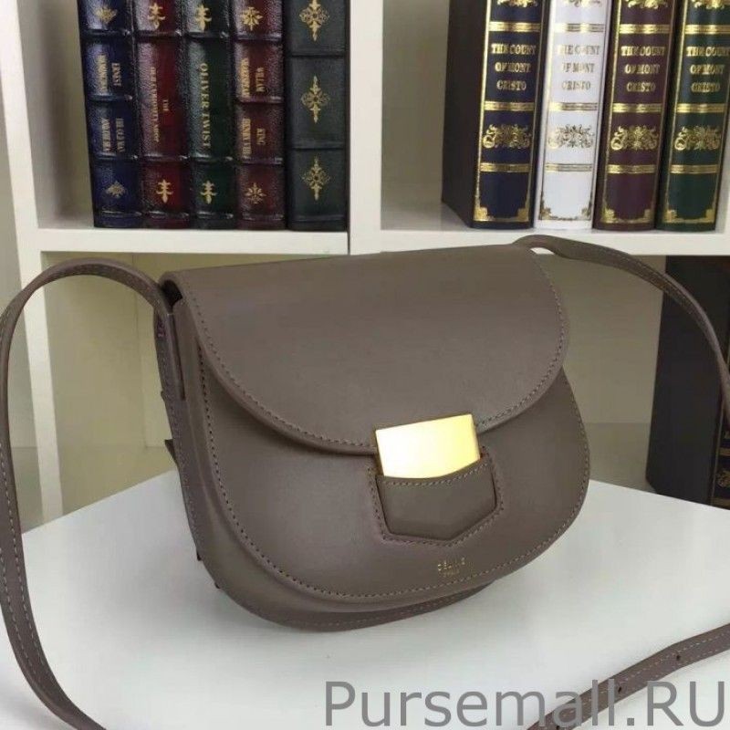 Top Quality Celine Small Trotteur Bag In Khaki Calfskin