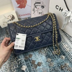 Wholesale Large Crossbody Bag Grained Calfskin AS2358 Dark Blue