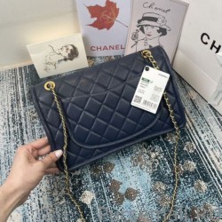 Wholesale Large Crossbody Bag Grained Calfskin AS2358 Dark Blue