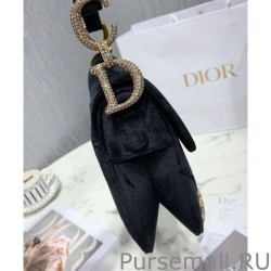 Fashion Christian Dior Mini Saddle Velvet Bag Black