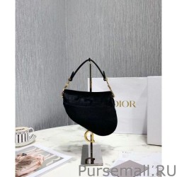 Fashion Christian Dior Mini Saddle Velvet Bag Black