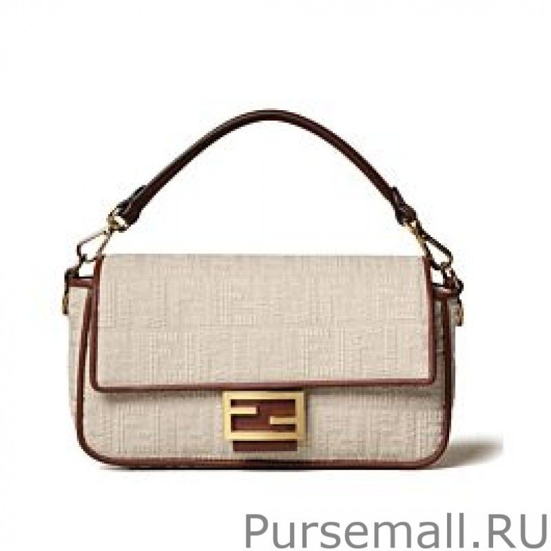 Replicas Fendi Baguette Bag In Sardinian jacquard 8BR600 Apricot