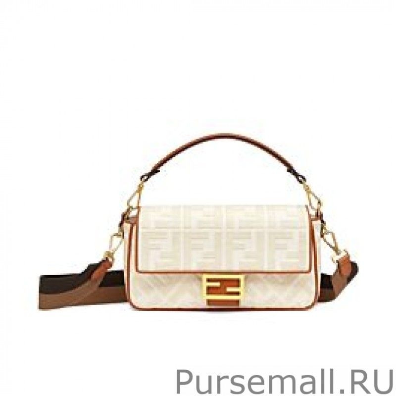 Copy Fendi Baguette FF Canvas Bag 8BR600 Cream