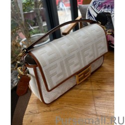 Copy Fendi Baguette FF Canvas Bag 8BR600 Cream