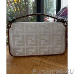 Copy Fendi Baguette FF Canvas Bag 8BR600 Cream