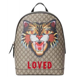 Replica Angry Cat Print GG Supreme Backpack 419584 Coffee