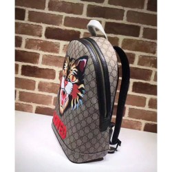 Replica Angry Cat Print GG Supreme Backpack 419584 Coffee