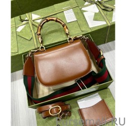 Top Quality Small Top Handle Bag With Bamboo 675797 Coffee