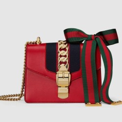 Replicas Gucci Sylvie Leather Mini Chain Bags 431666 CVLEG 8604