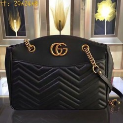 Inspired GG Marmont matelasse tote Bag Black Original Leather 443501